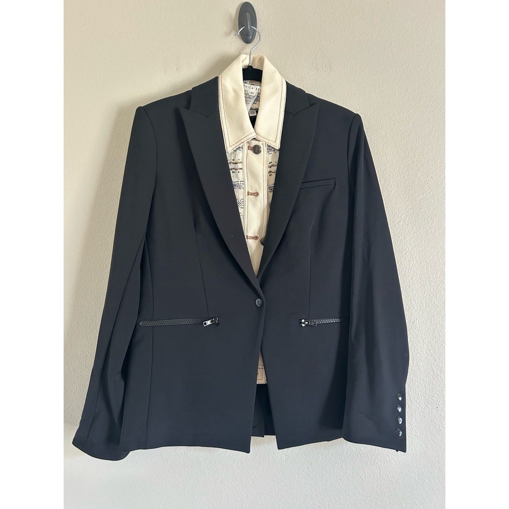 Veronica Beard Scuba Jacket Black Dickey Blazer 6 & Insert Ivory Tweed